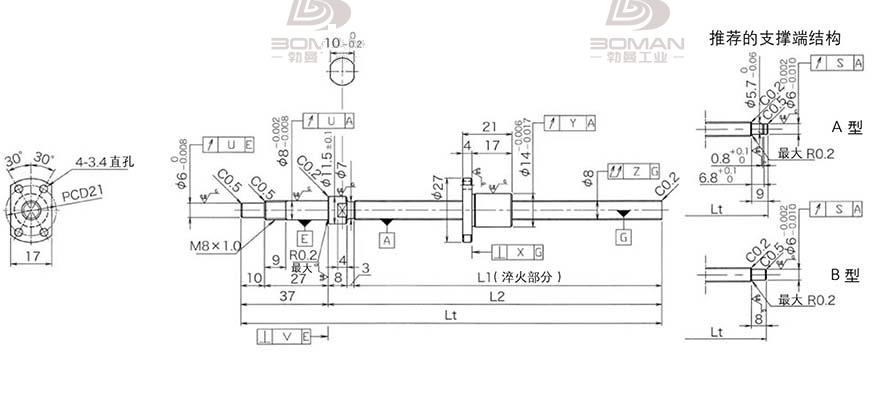 KURODA DP0802JS-HDNR-0180B-C3F 黑田精工丝杆规格说明